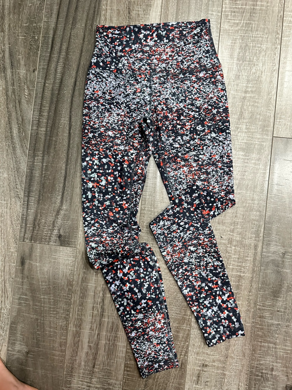 Lululemon Navy Floral Leggings with Red & White Dots